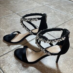 Badgley Mischka Black Heels with Crystal Embellishments